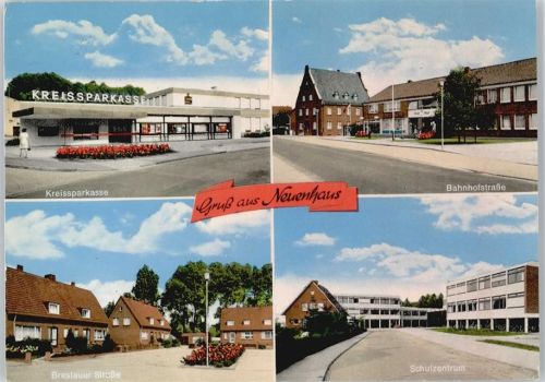 Neuenhaus Bahnhofstraße Schule Haus Baum Blumen