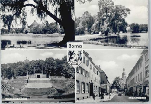 Borna Ernst-Thälmann-Straße, Breiter Teich, Schule, Freilichtbühne