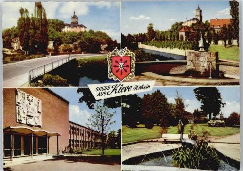 Kleve Wappen Brunnen Fluss Brücke Baum