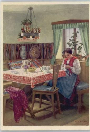 Frau am stricken