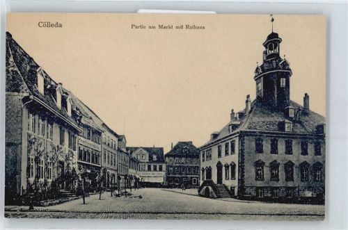 Kölleda Partie am Markt mit Rathaus