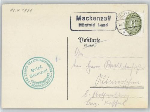 36088 W6418 Mackenzell - Landpoststempel