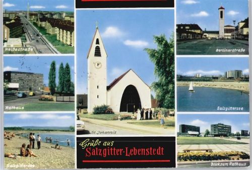 Salzgitter Gel. 05.09.72, Neissestrasse, Rathaus, Blick zum Rathaus, Salzgittersee, Berlinerstrasse, St. Johannis