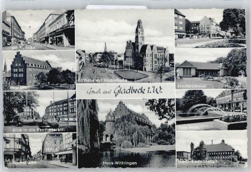 Gladbeck Hochstraße, Postamt, Haus Wittringen, Rathaus, Stadtbücherei, Jovy-Platz