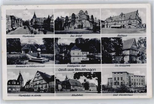 Stadthagen Marktplatz, Schloß, Rathaus, Amtspforte, Kirche, Schulplatz, Krankenhaus, Schloß-Café