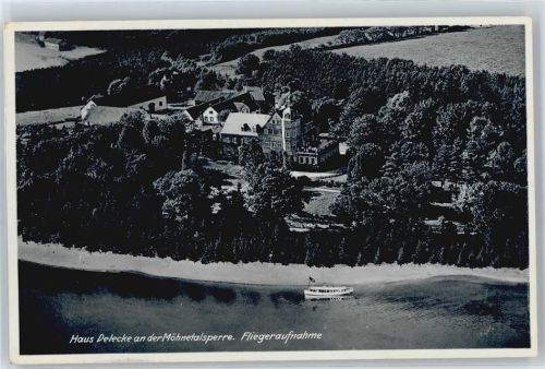 Möhnesee Fliegeraufnahme, Hotel Haus Delecke an der Möhnetalsperre