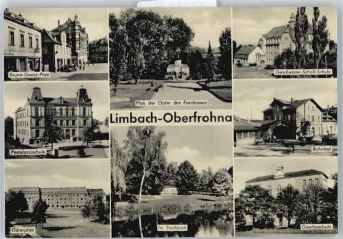 Limbach-Oberfrohna Bruno-Granz-Platz, Schule, Dürerplatz, Bahnhof, Stadtpark, Ehrenmal, Platz der Opfer des Faschismus