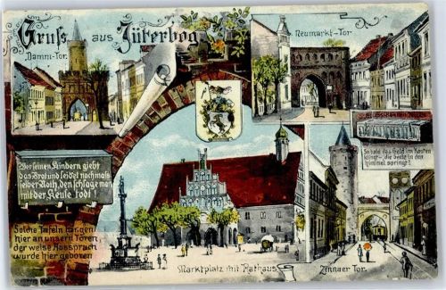 Jüterbog Damm-Tor, Neumarkt-Tor, Zinnaer Tor, Marktplatz mit Rathaus