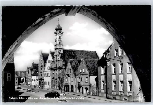 86551 W8890 Aichach a d Paar - Blick vom oberen Tor auf die Hl.-Geist-Spitalkirche