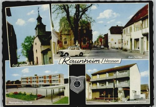 Raunheim 1968 Pestalozzischule Sparkasse Strasse