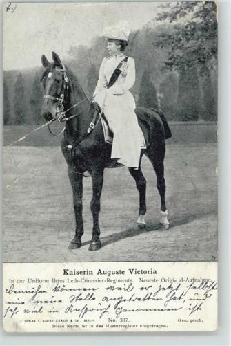 1900 Kaiserin Auguste Victoria mit Pferd u. Uniform Leib-Cürassier Regiments