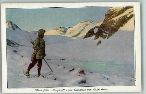 Winterstille - Gemälde von Erich Erler - Schneeschuhe 1912 AK