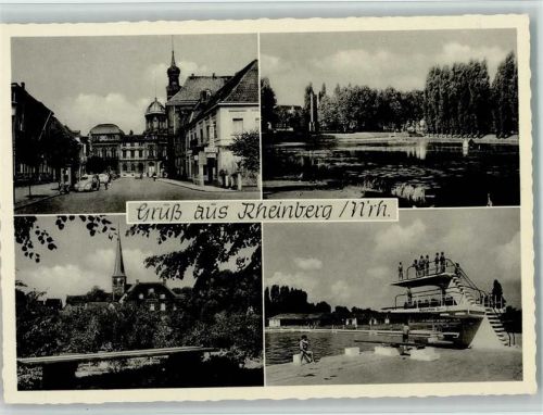 Rheinberg 4-Bildaufnahme Ortsansicht See Freibad Sprungturm