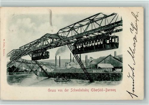 Barmen 1899 Schwebebahnen Elberfeld-Barmen Ruderboot
