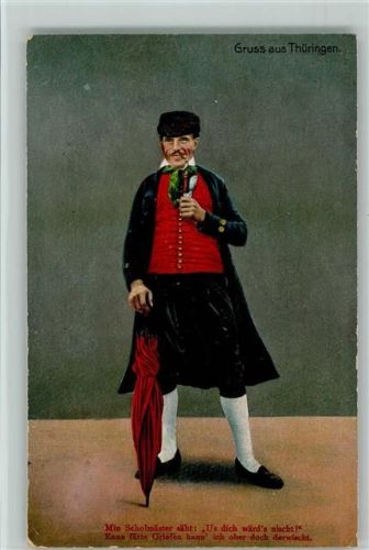 Mann mit Pfeife und Regenschirm ca 1918 AK