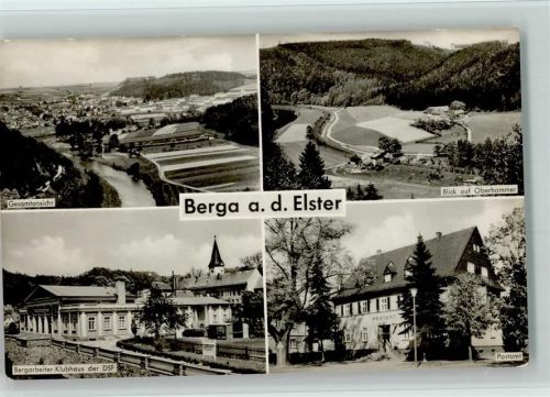 Berga Gesamtansicht Blick auf Oberhammer Bergarbeiter-Klubhaus der DSF Postamt
