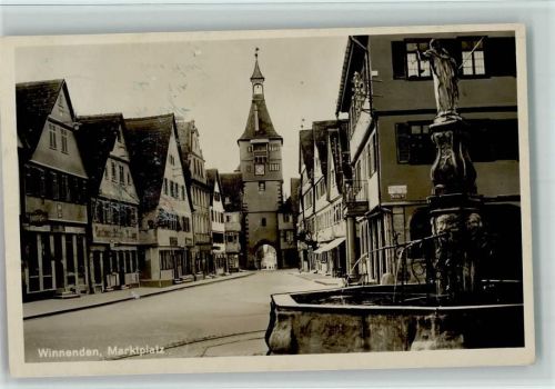 71364 W7057 Winnenden , Württ - Marktplatz Brunnen