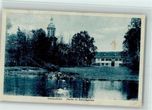 97353 W8714 Wiesentheid - Partie im Schloßgarten Teich Schwäne Wasserzeichen