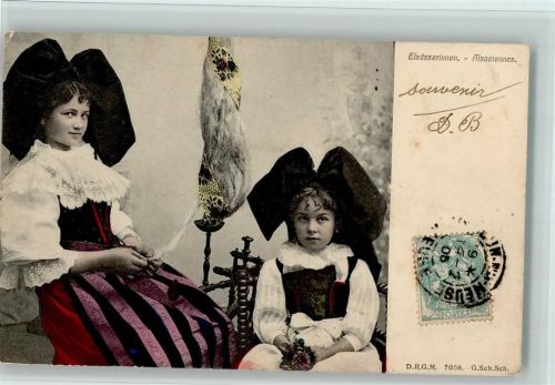 Trachten - Elsässerin am Spinnrad 1905 AK