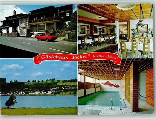 36399 W6494 Nieder-Moos - Gästehaus Jöckel Innenaufnahme Speisesaal Schwimmbad See Campingplatz 4-Bildaufnahme