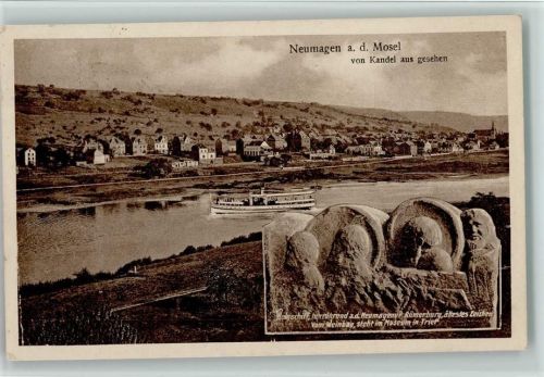 54347 W5507 Neumagen - Ortsansicht von Kandel aus gesehen Weinschiff Relief