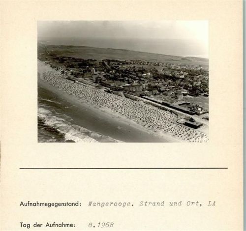 Wangerooge Luftaufnahme Strand und Ort Foto montiert auf Karton