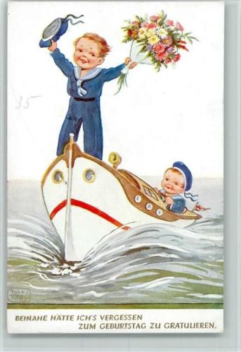 Geburtstag - Kinder im Marineanzug AK