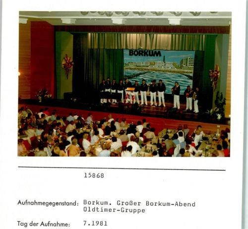 Borkum Großer Borkumabend Oldtimer-Gruppe Foto montiert auf Karton