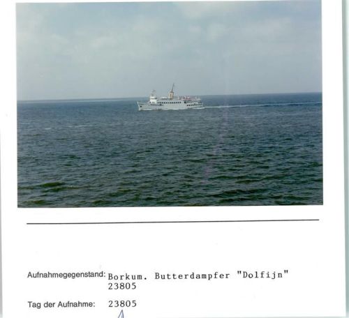 Borkum Butterdampfer Dolfijn Foto montiert auf Karton