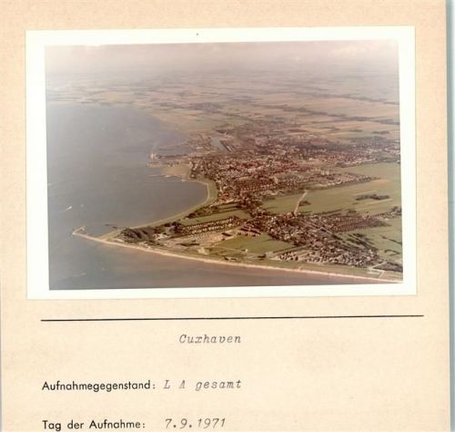 Cuxhaven Fliegeraufnahme Foto montiert auf Karton