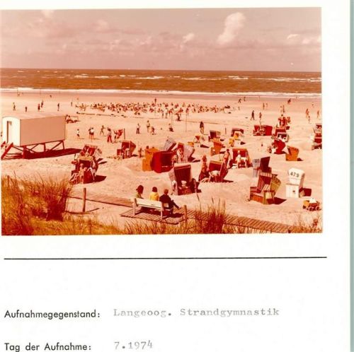 Langeoog Strandgymnastik Foto montiert auf Karton