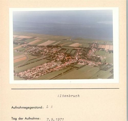 Cuxhaven Altenbruch Luftaufnahme Foto montiert auf Karton
