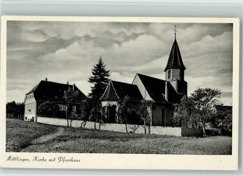 75378 W7263 Möttlingen , Württ - Kirche mit Pfarrhaus