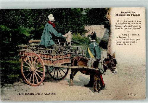 1915 Esel Karren in Frankreich , Le Gars de Falaise AK
