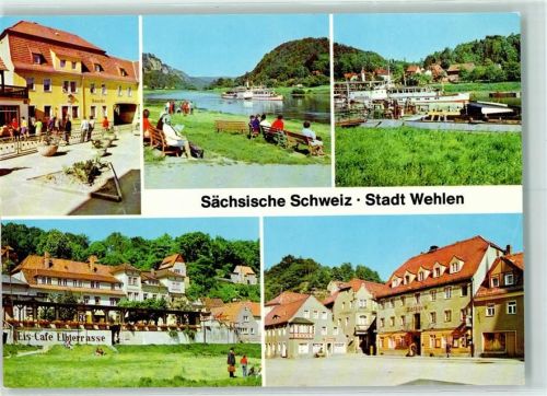 Wehlen Stadt Karl-Marx-Platz Liegewiese an der Fähre Anlegestelle Eis-Café Elbterrasse Rathaus