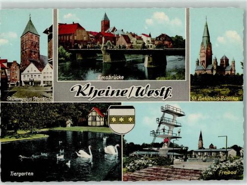 Rheine St. Dionysius-Pfarrkirche Emsbrücke St. Antonius-Basilika Tiergarten Schwäne Freibad Sprungturm