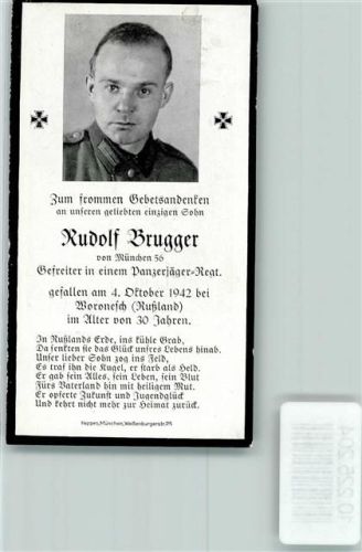 WK II Sterbebilder Gefreiter Panzerjäger Regt. gefallen 1942 in Russland