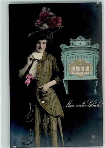 1909 AK mit Glimmerauflage Mode Verlag L.J. + F.F. Serie 2257-5 Liebesbrief