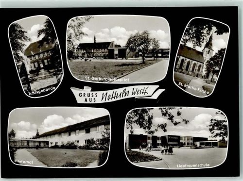 Nottuln Amtsgebäude St. Gerburgis-Hospital St. Martin-KircheInternat Liebfrauenschule Rückseite mit Abschürfungen bzw Kleberesten