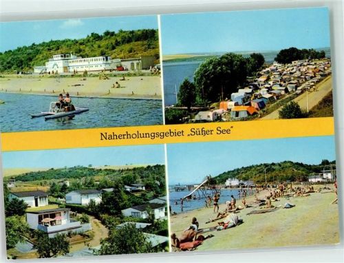 Seeburg Rückseite mit Abschürfungen bzw Kleberesten Campingplatz Tretboot
