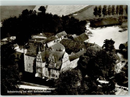 Schledehausen Schelenburg Rückseite mit Abschürfungen bzw Kleberesten