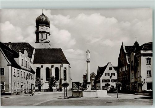 Schongau Marienplatz mit Pfarrkirche Rückseite mit Abschürfungen bzw Kleberesten