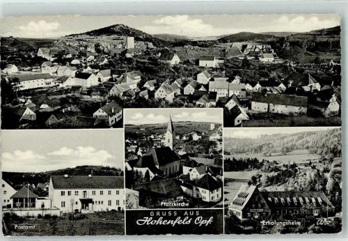 Hohenfels Rückseite mit Abschürfungen und Kleberesten Postamt Pfarrkirche Erholungsheim