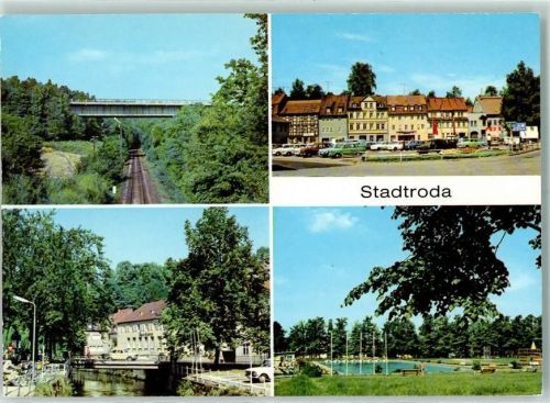 Stadtroda Autobahnbrücke im Zeitzgrund Straße des Friedens Hirschbrücke Freibad Rückseite mit Abschürfungen bzw Kleberesten
