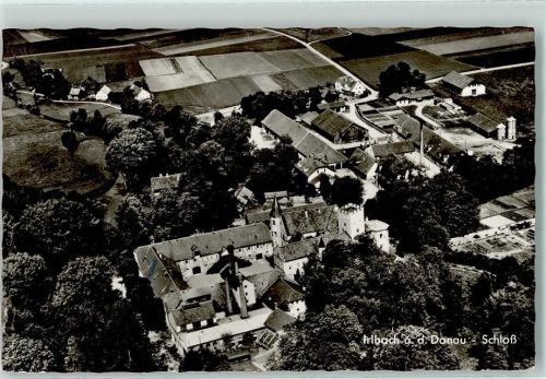 Irlbach Rückseite mit Abschürfungen und Kleberesten Fliegeraufnahme Schloss