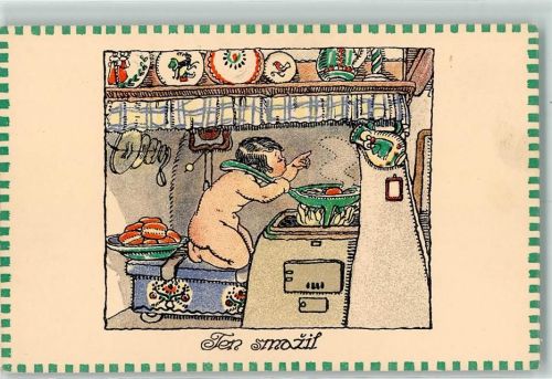 Nasim Detem Serie 7 Nr. 3 Kind AK Fischerova-Kvechova, M. 1918 Lithographie