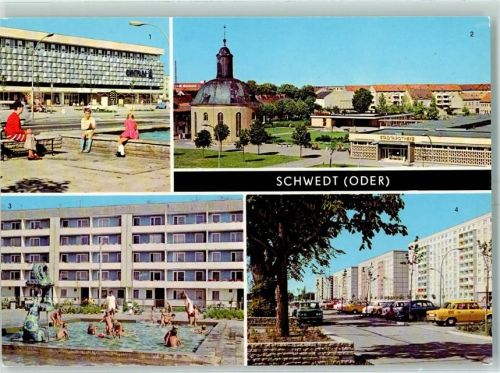 Schwedt Centrum Warenhaus Lenin Allee Wohnkomplex VI Brunnen