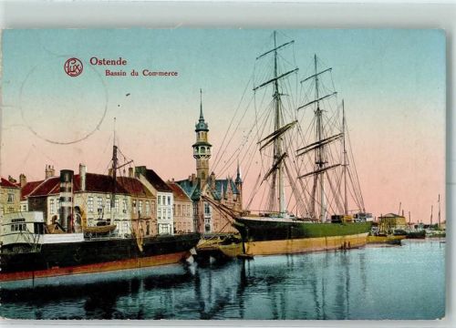 Ostende 1916 Hafen Segelschiff Feldpost WK I