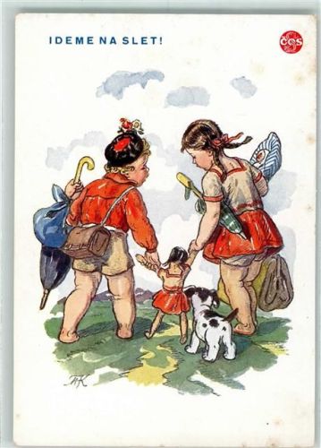 Serie I-3 Kind Puppen Hund AK