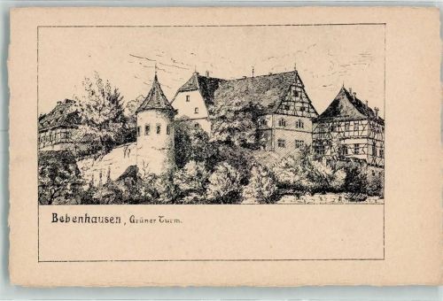 Bebenhausen Grüner turm Fachwerkhäuser Zeichnung